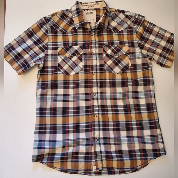 Vans Off The Wall plaid button down short sleeve mens shirt in size Large F7 - Picture 1 of 9